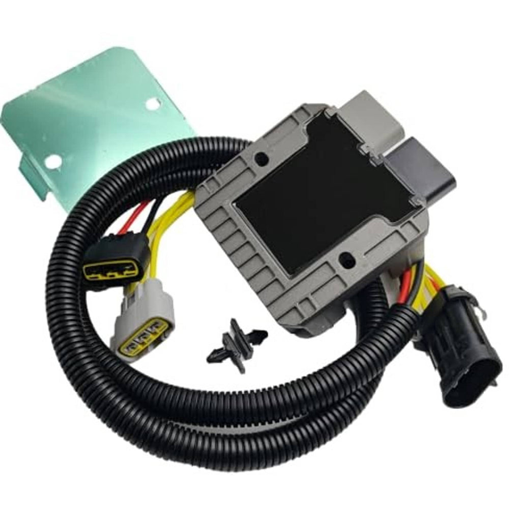 Voltage regulator rectifier module with wiring harness and connectors; black housing, multicolor leads