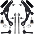 12-piece front suspension control arm and tie rod kit with rubber boots and ball joints