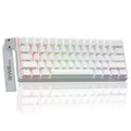 White 60% mechanical gaming keyboard with RGB backlit keys, top view