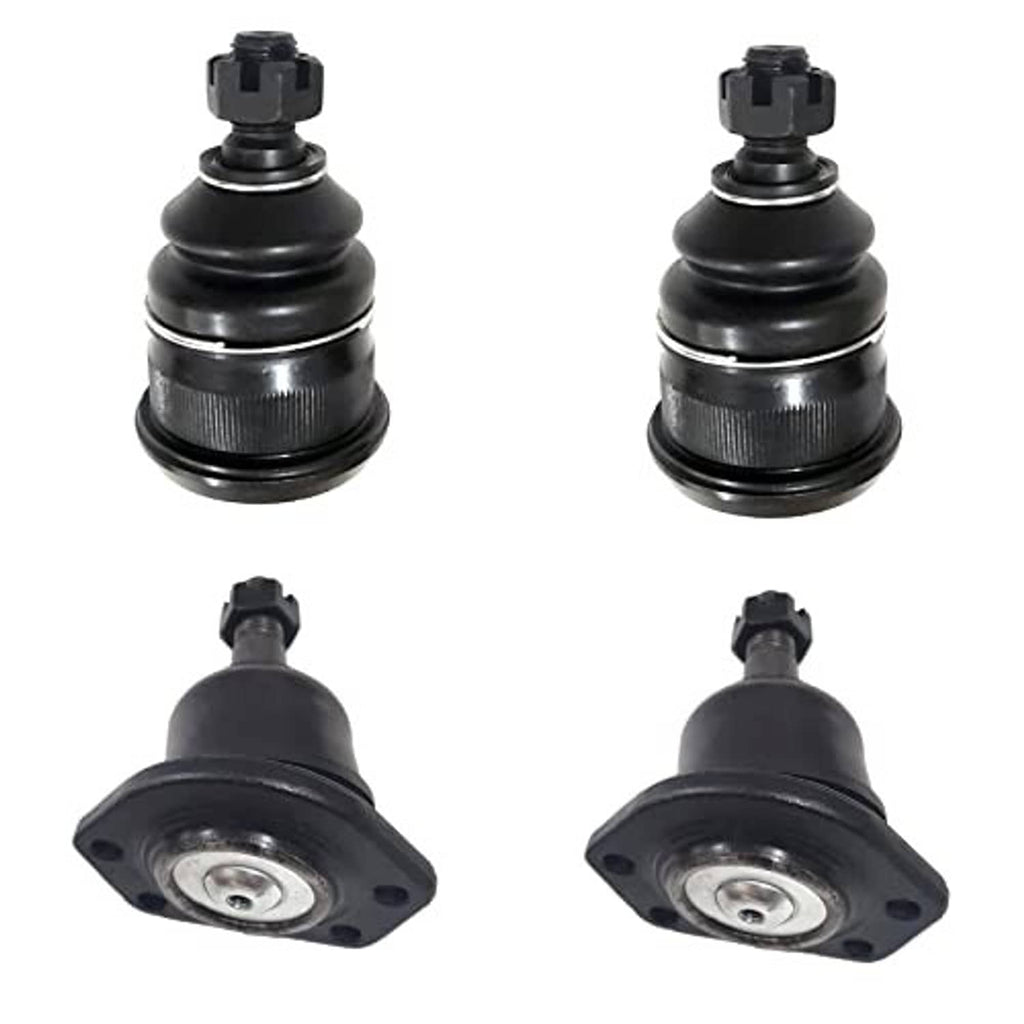 4-piece front lower ball joint kit, black boots with threaded ball joints and plates