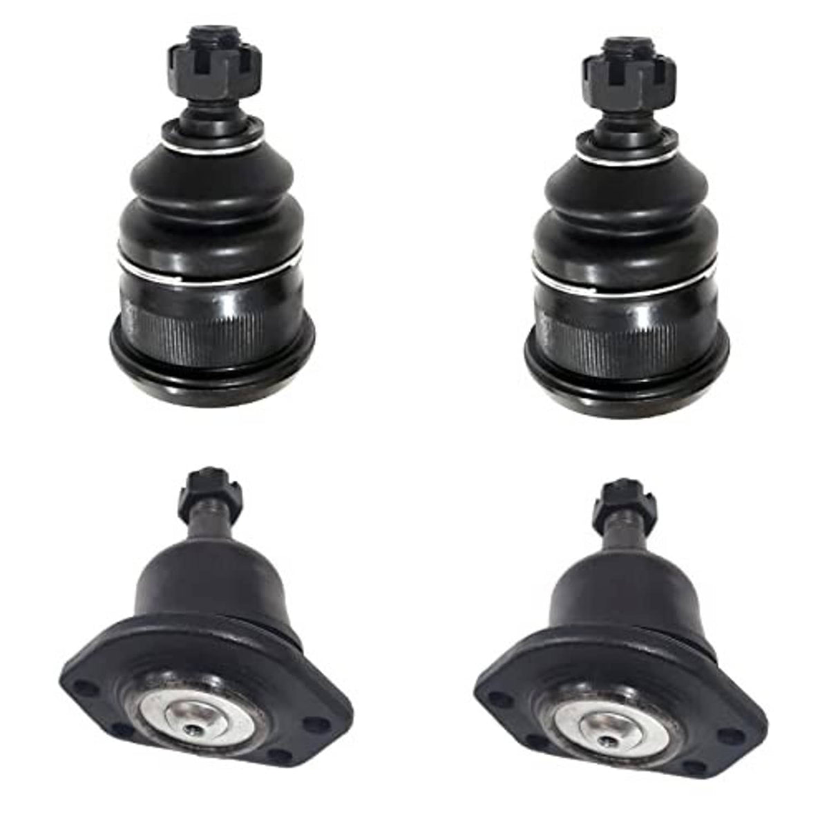 4-piece front lower ball joint kit, black boots with threaded ball joints and plates