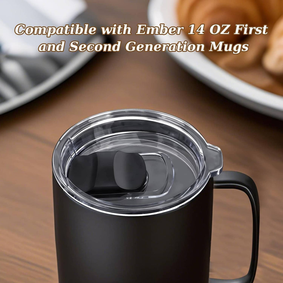 Black Ember mug with clear lid and black magnetic slider