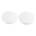 White PVC pipe end cap plugs, round flat top, 2-pack