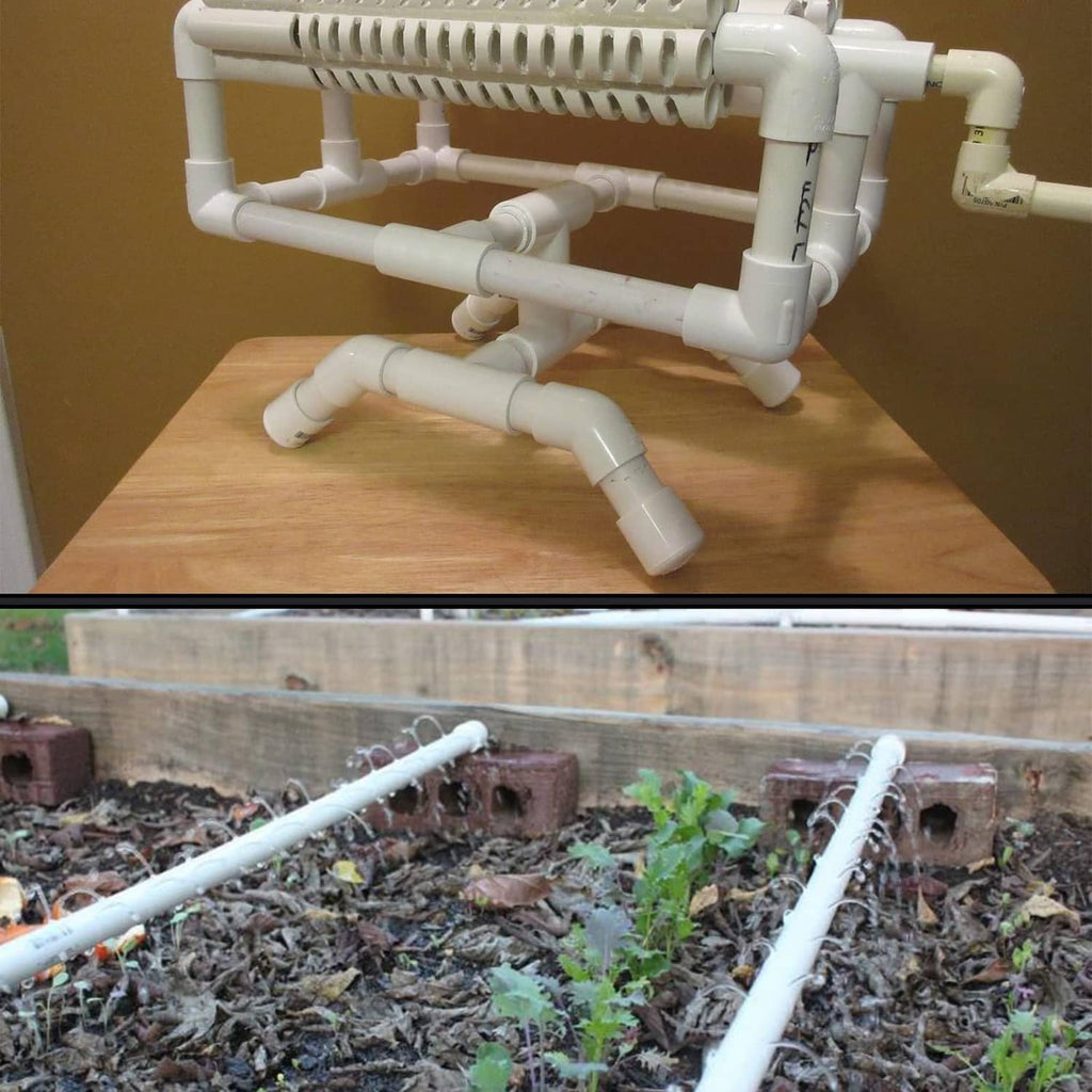 White PVC pipe end caps on threaded plumbing pipes