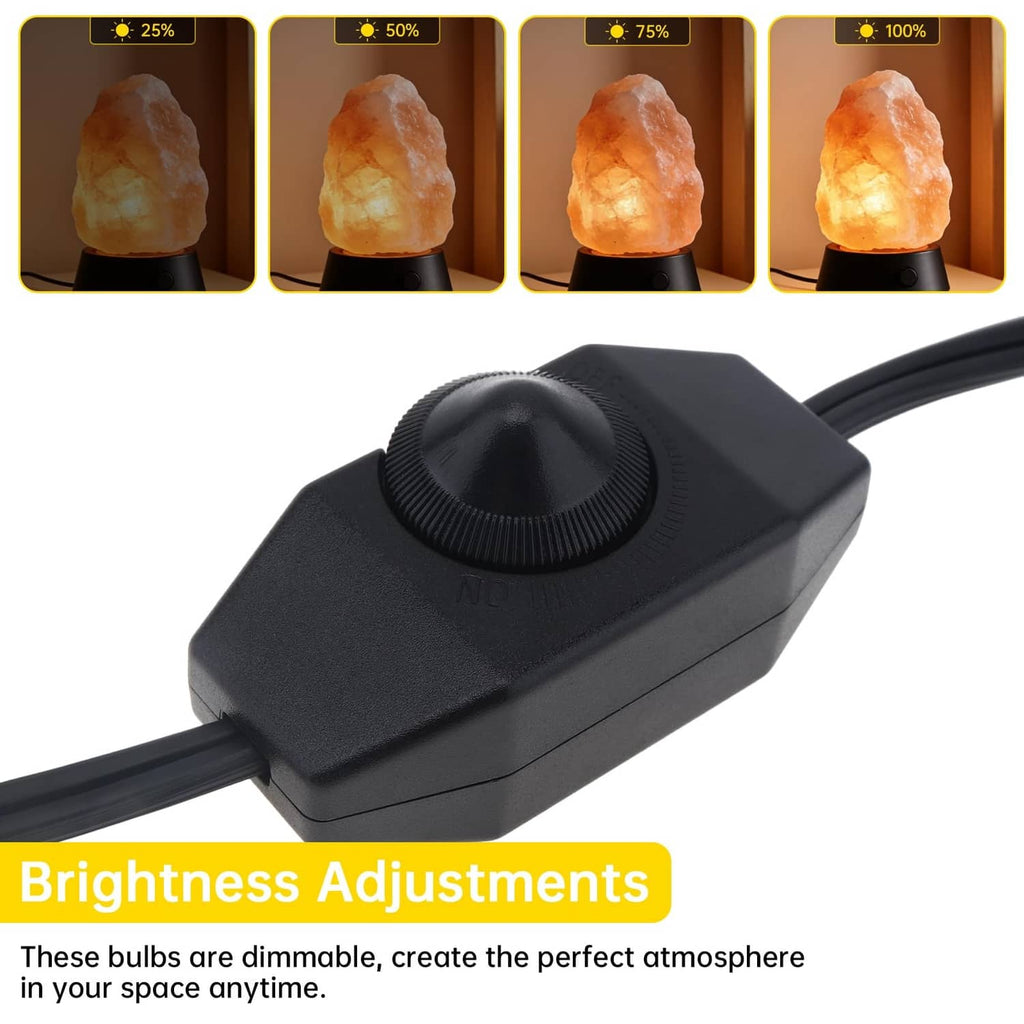 Black dimmer cord control box with rotary brightness knob for salt lamp