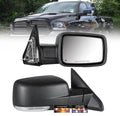 Pair of black power-adjust heated side mirrors with turn signal and puddle light