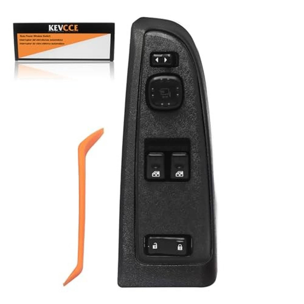 Black power window master switch bezel with window controls and door lock switch