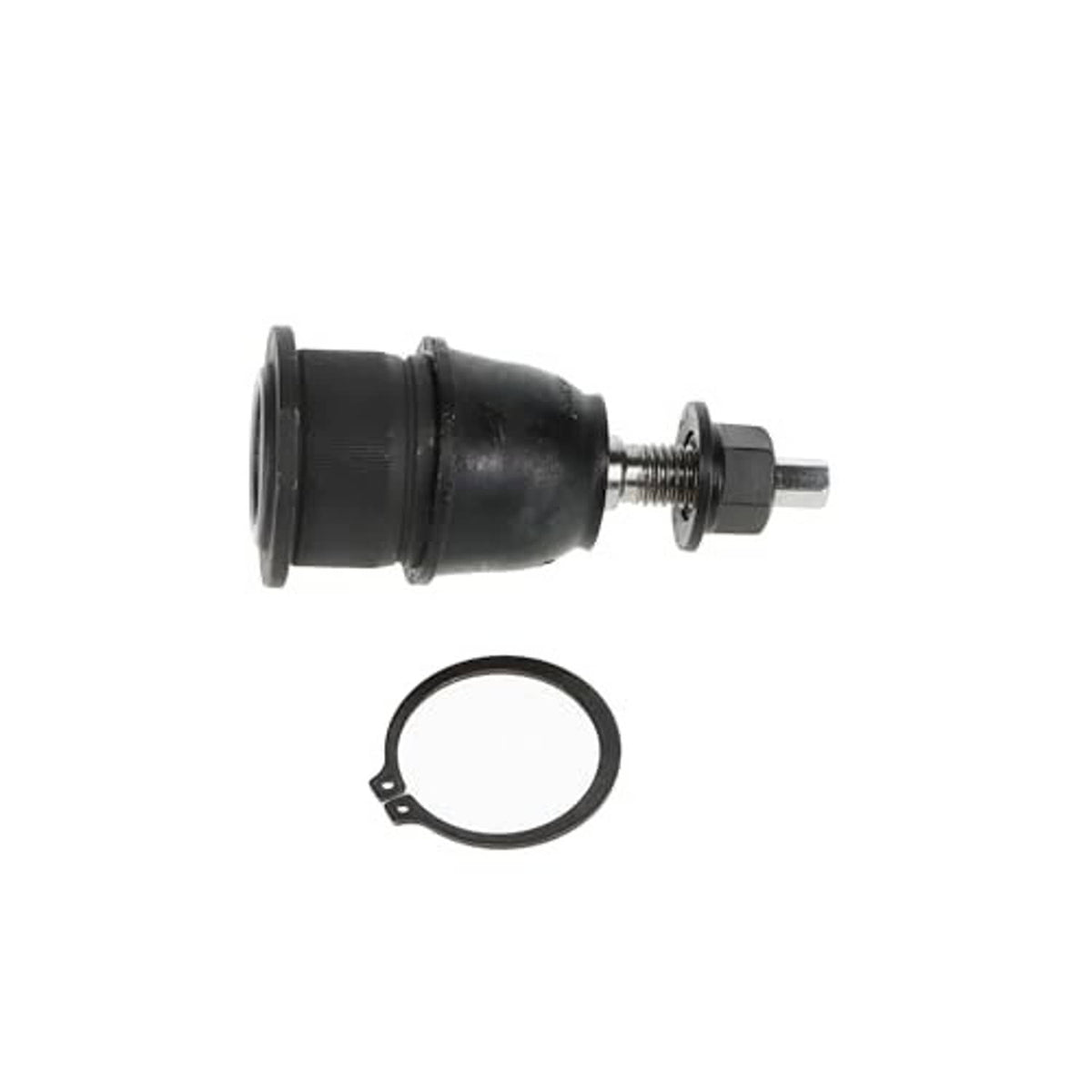 Front upper suspension ball joint with black rubber boot, threaded stud, and gasket