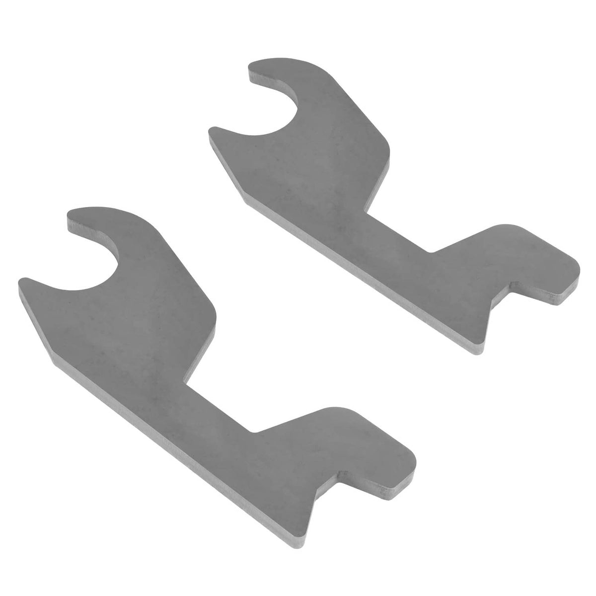 Steel quick-change bucket ear attachment for John Deere, two gray brackets angled