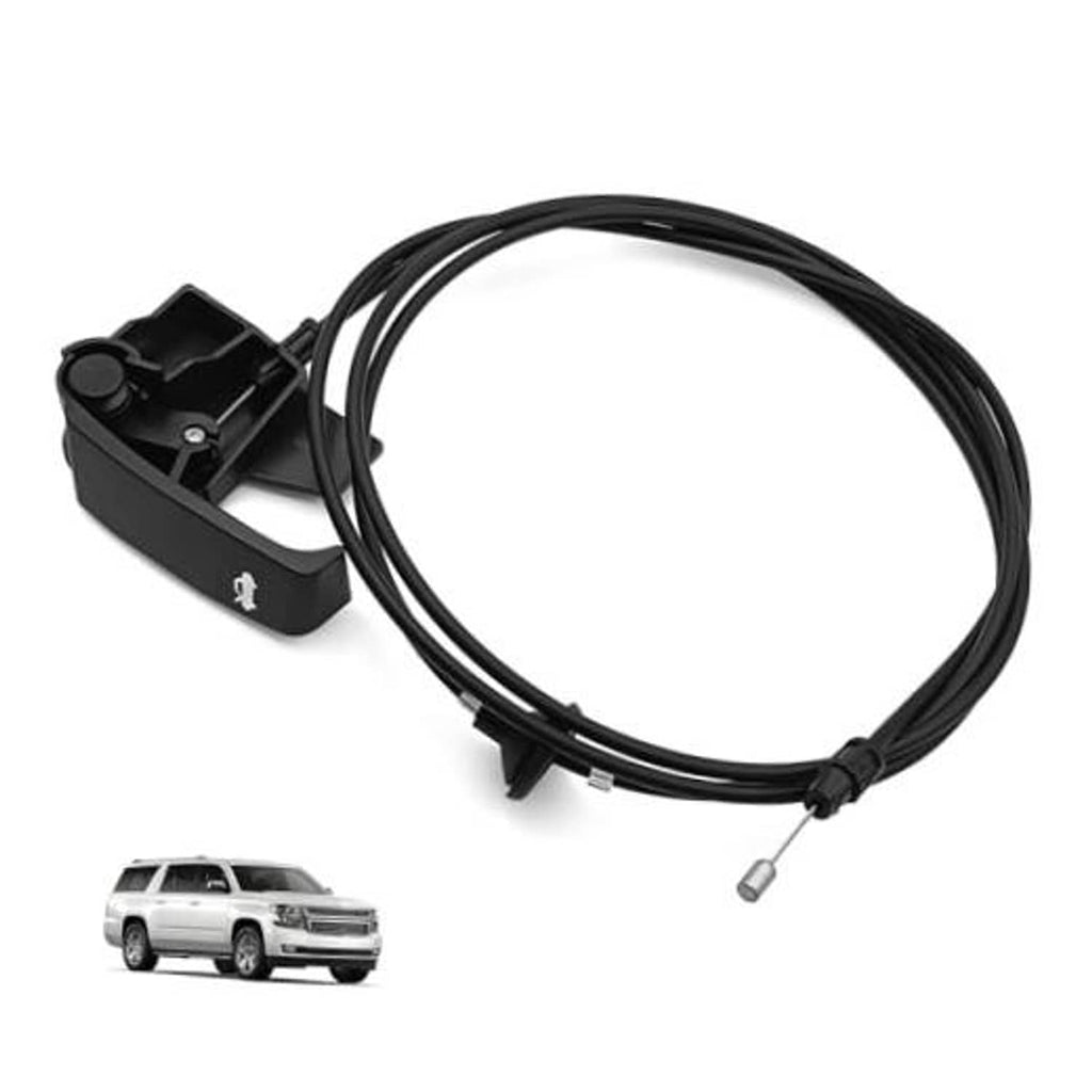 Black hood release cable pull handle assembly with long cable and metal tip connector