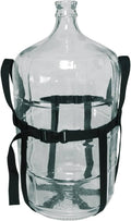 4–6 gallon glass carboy with black webbing carry straps around the middle and neck