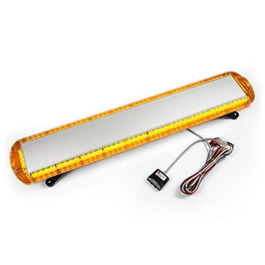 Amber LED roof strobe light bar with clear housing and wiring kit, low profile