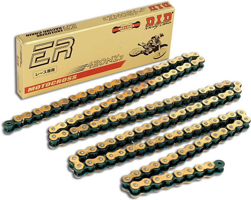 Gold roller chain with connecting link, coil and looped lengths