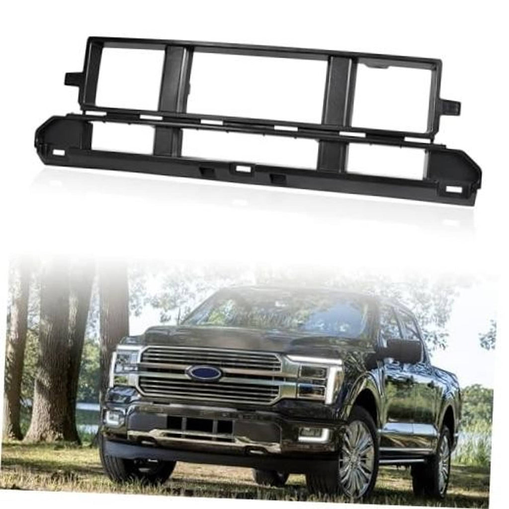 Black front bumper grille insert with rectangular frame and horizontal bars
