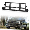 Black front bumper grille insert with rectangular frame and horizontal bars