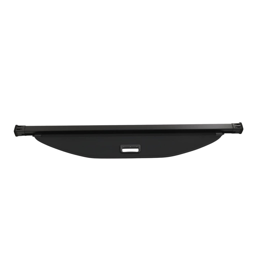Retractable cargo cover luggage shade, black underside with mounting rails
