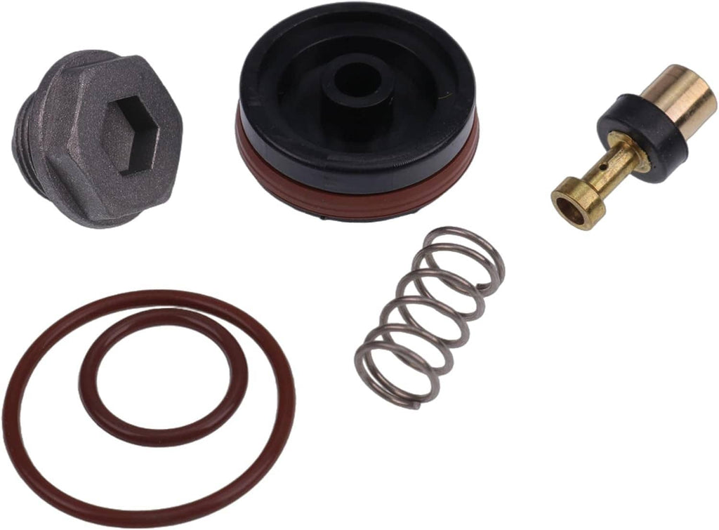 Air compressor regulator repair kit: hex plug, diaphragm base, brass stem, spring, O-ring