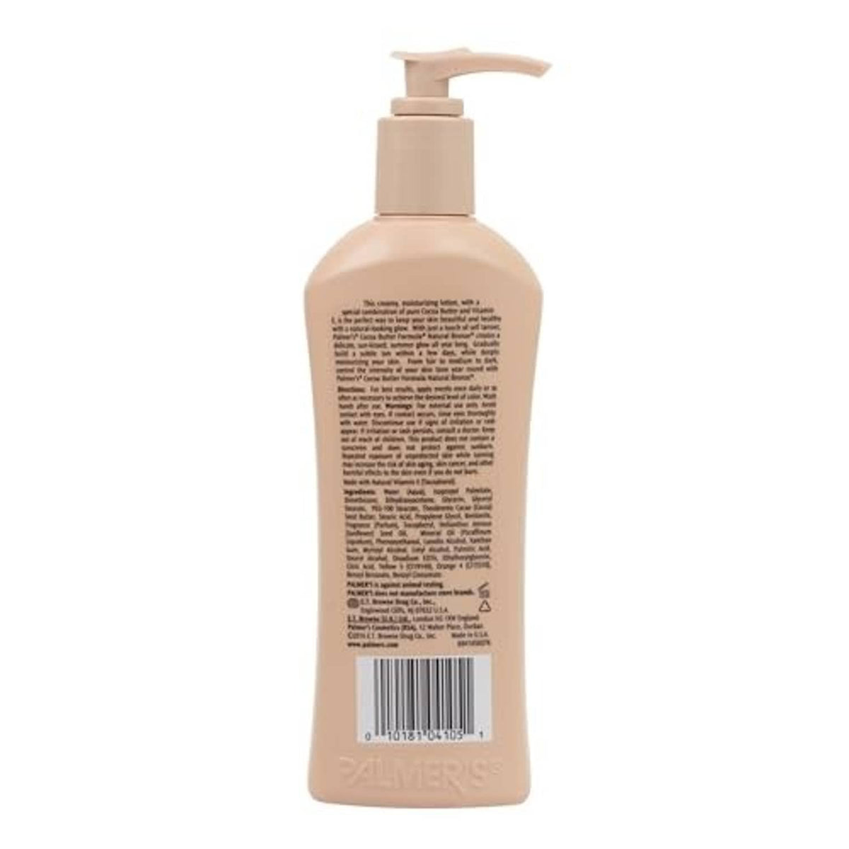 Palmer's cocoa butter body lotion bottle back panel with barcode