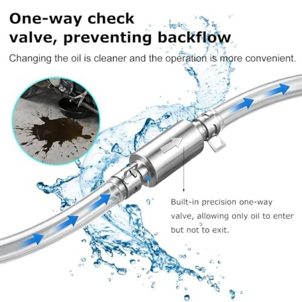 Brake bleeder hose kit featuring one-way check valve tool with arrows for backflow prevention