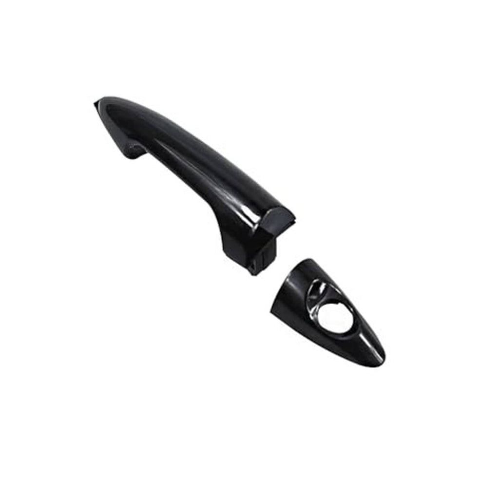 Black passenger-side exterior door handle with round keyhole opening
