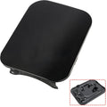 Black fuel filler door cover with hinge and latch, shown as a replacement panel