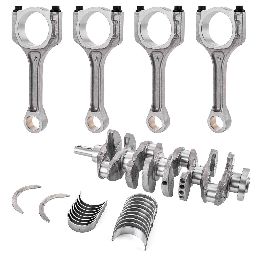 Crankshaft connecting rod bearing kit set with connecting rods, bearing shells, and crankshaft