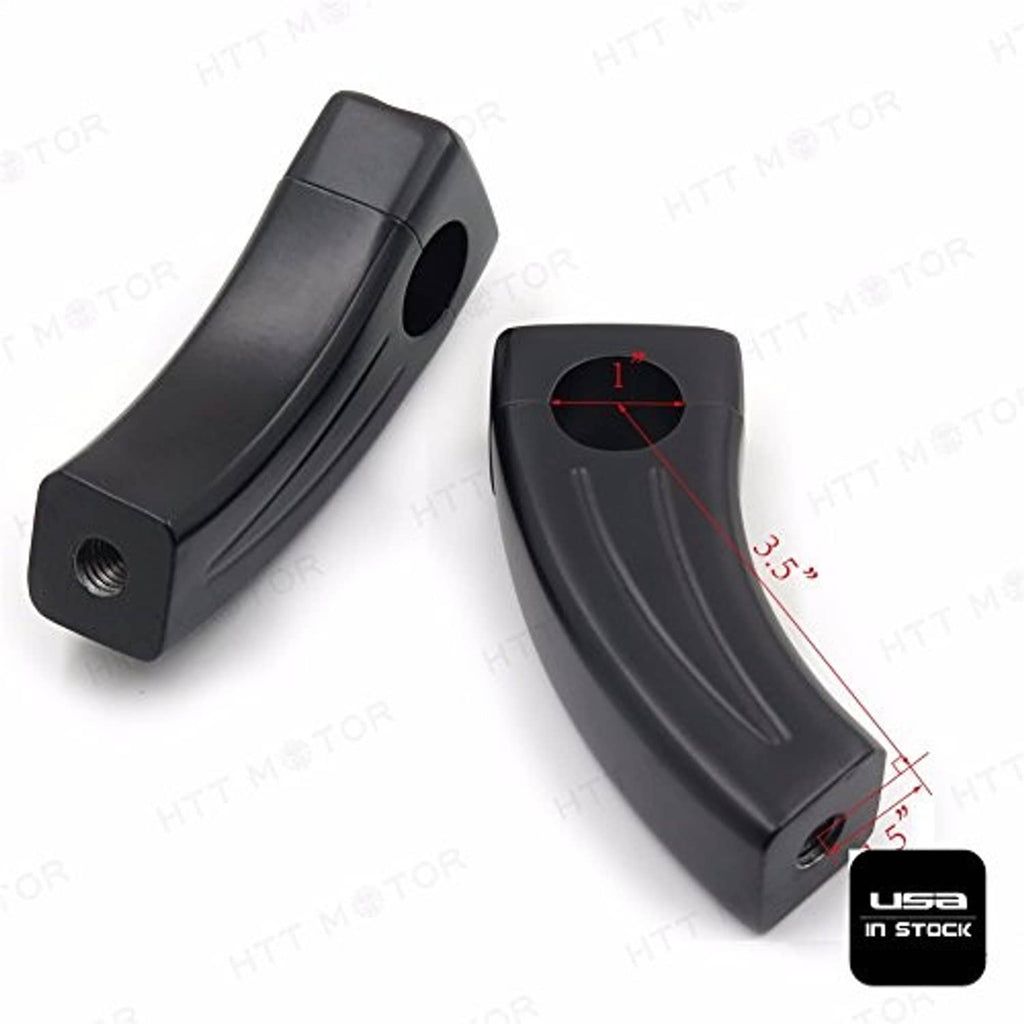 Black handlebar riser blocks with circular opening and threaded bolt holes (2-pack)