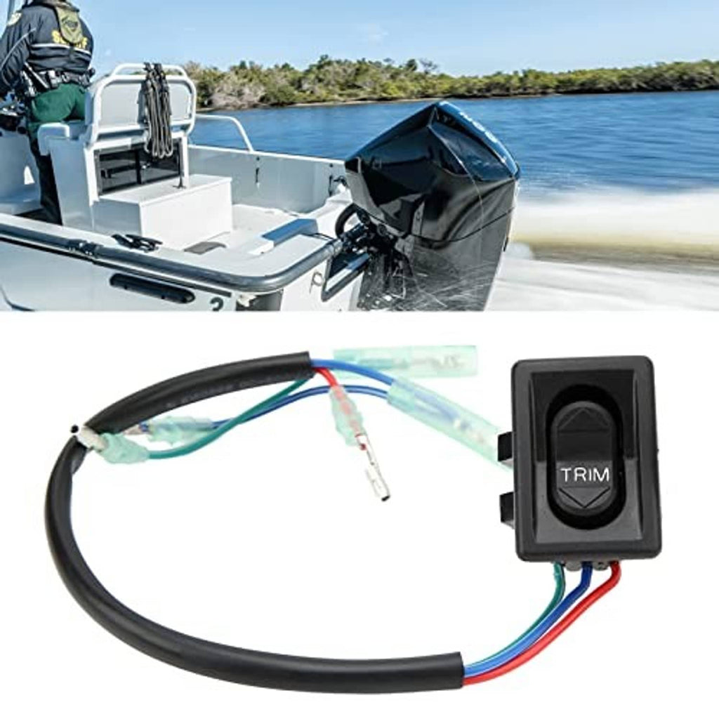 Black trim tilt switch with TRIM button and connected wire bundle