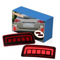Pair of red LED rear bumper reflector lights with rectangular segmented lens