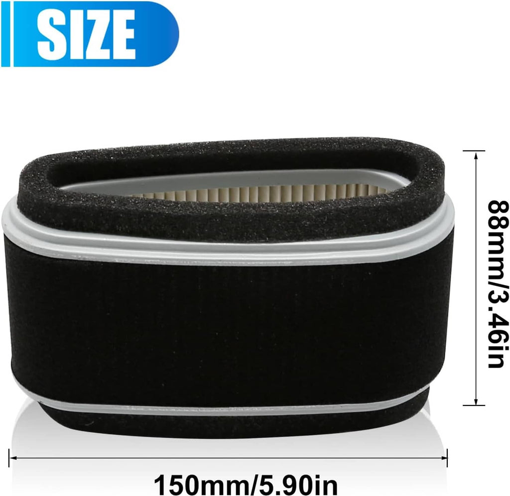 Air filter kit dimensions: black foam filter with pleated paper insert