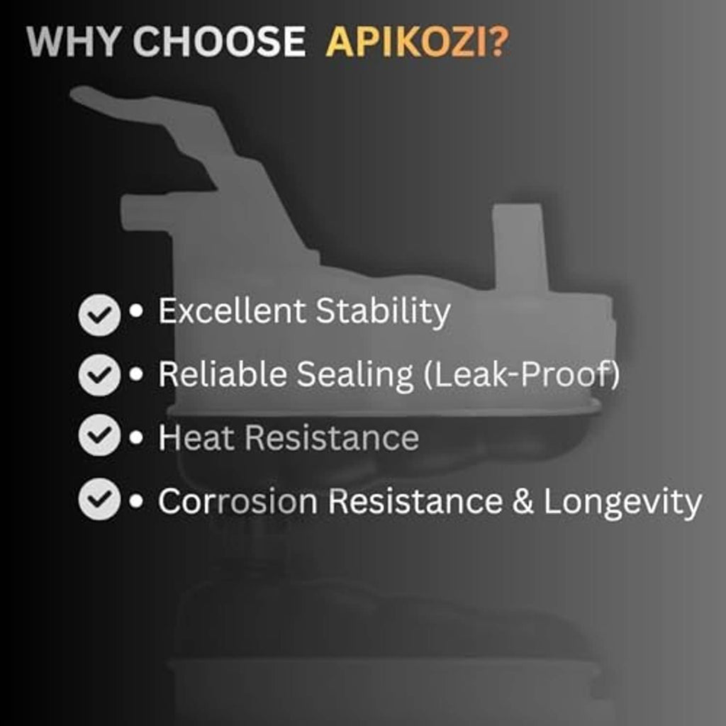 Engine coolant reservoir tank with cap, with feature checkmark icons
