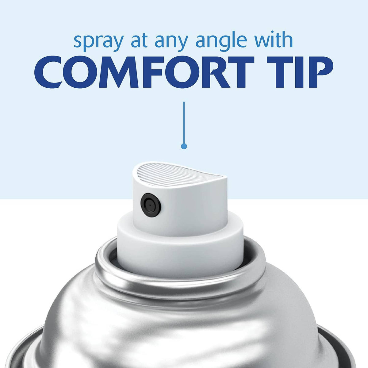 Spray paint can nozzle tip close-up for comfortable angled spraying.