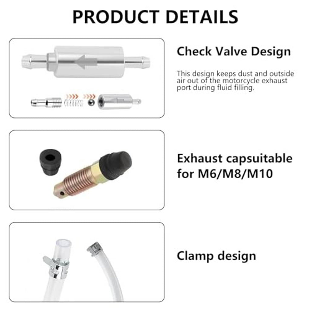 Brake bleeder check valve assembly with threaded caps and mounting clamp