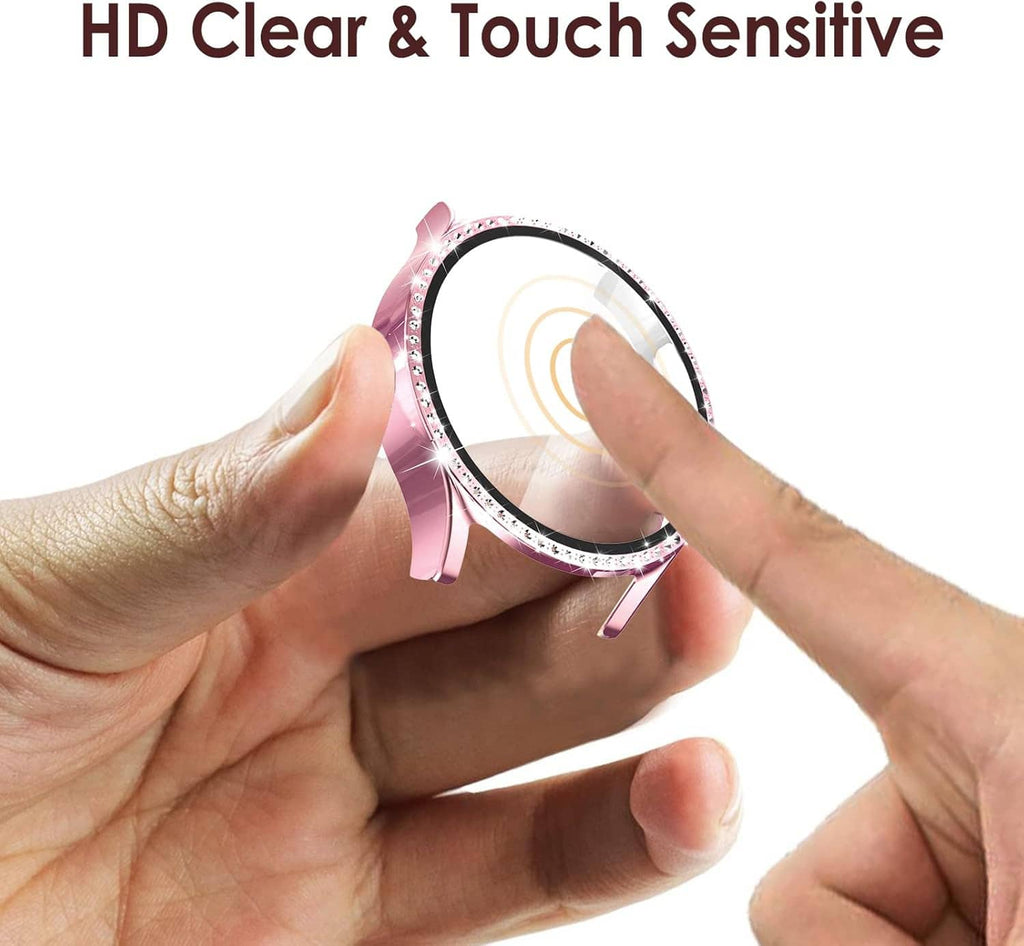 HD clear touch screen protector film with rhinestone bezel case for smartwatch