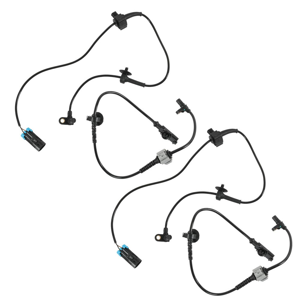 Two ABS wheel speed sensor assemblies with black cables and gray connector blocks