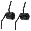 Pair of black steel jack return springs with two curved legs and coil coils