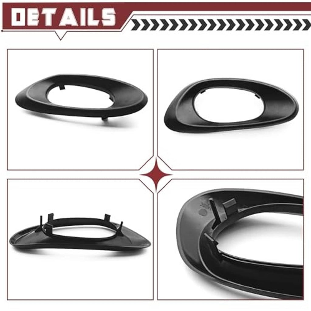 Door handle trim bezel cover set for left interior, black housing with oval cutout