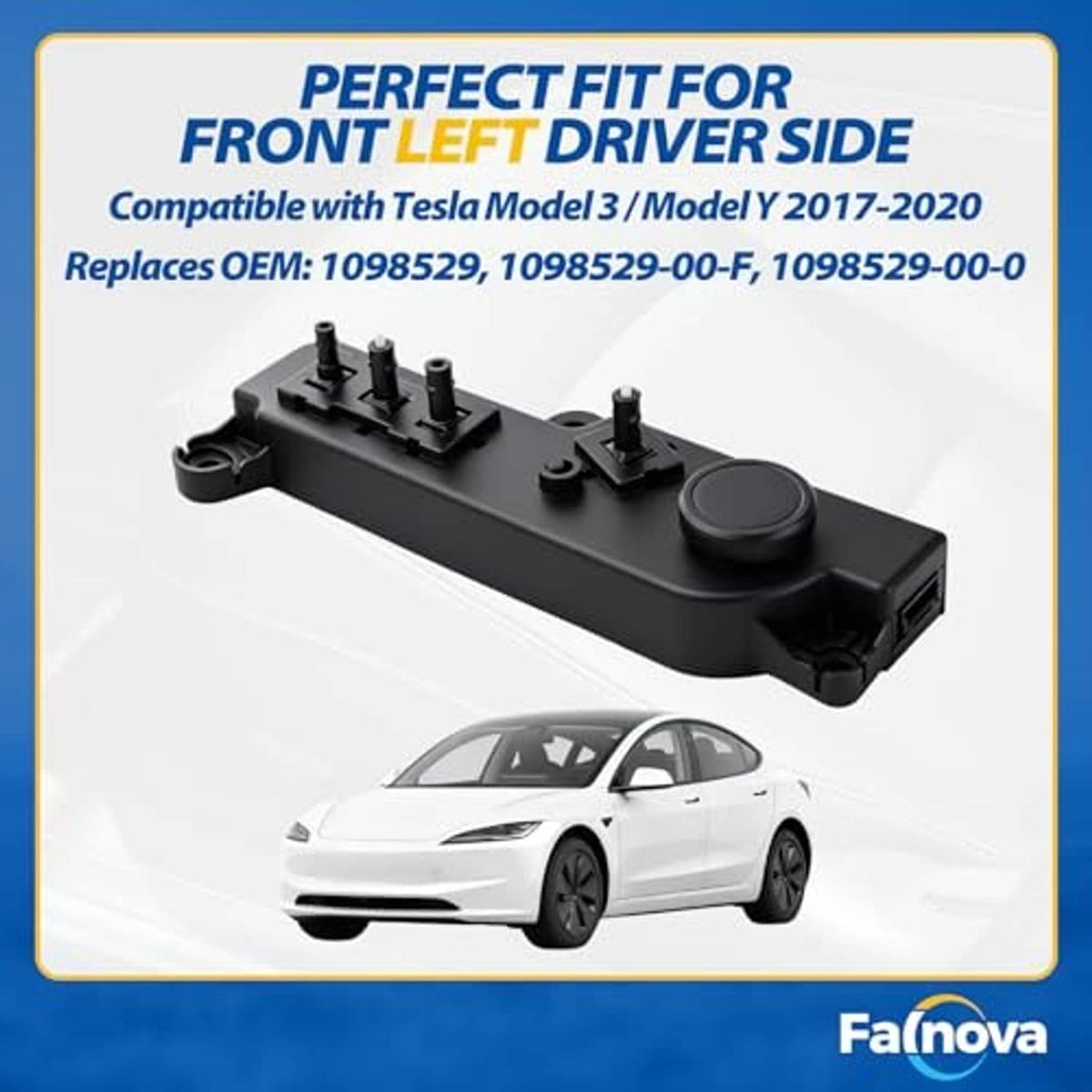 Black driver seat power switch module with round button and four posts