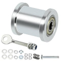 Mini bike chain tensioner with roller bearing, threaded adjuster rod, washers and nut