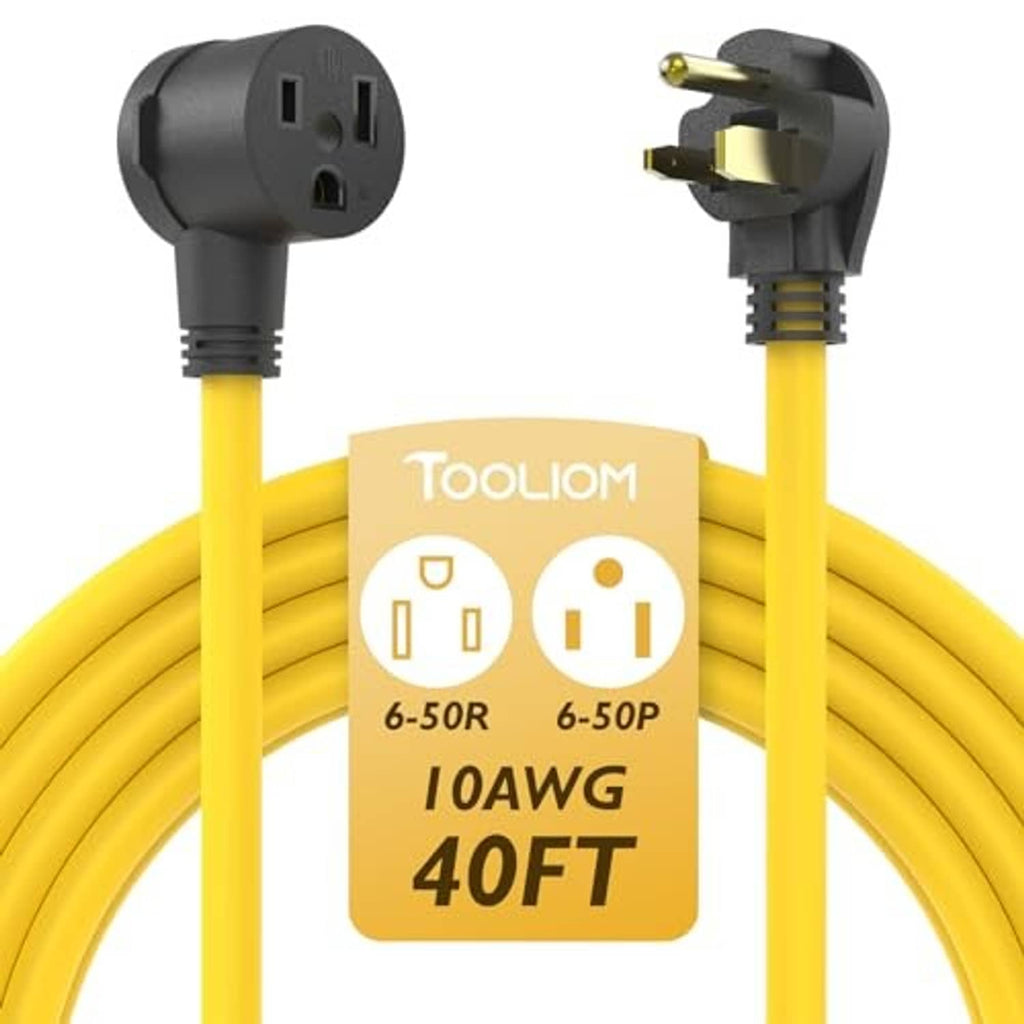 Yellow 10 AWG welding extension cord with NEMA 6-50R outlet and 6-50P plug