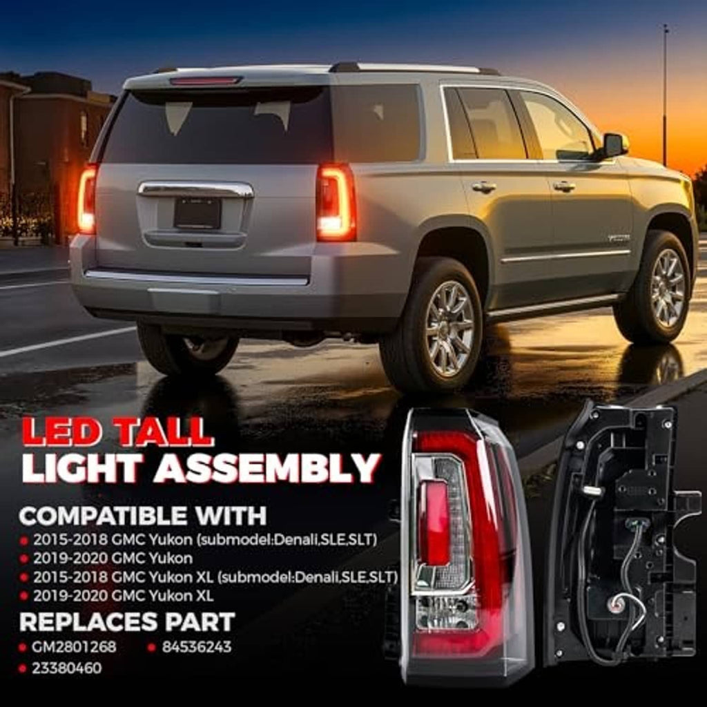 Right LED tail light assembly, red illuminated lens with vertical LED bar