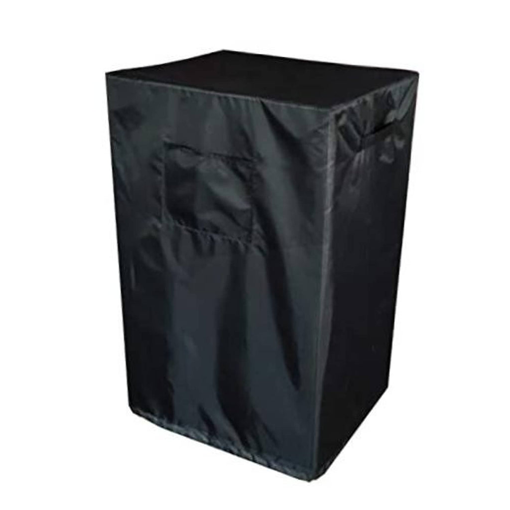 Black portable AC unit cover, dust-protective fabric with fitted cube shape