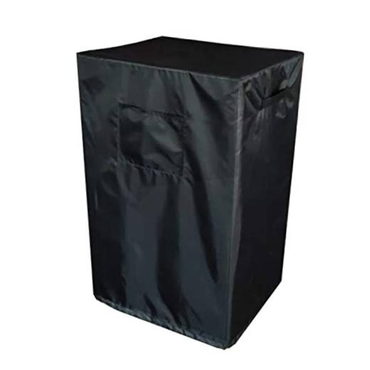 Black portable AC unit cover, dust-protective fabric with fitted cube shape