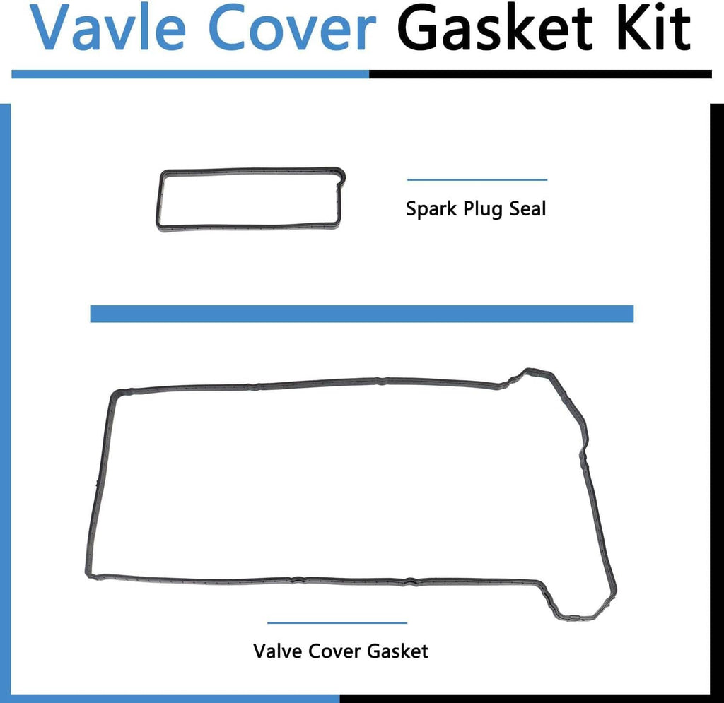 Valve cover gasket kit diagram showing spark plug seal and valve cover gasket.
