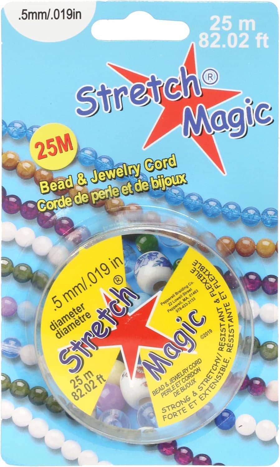 Stretch Magic clear elastic jewelry cord package, 25 m length