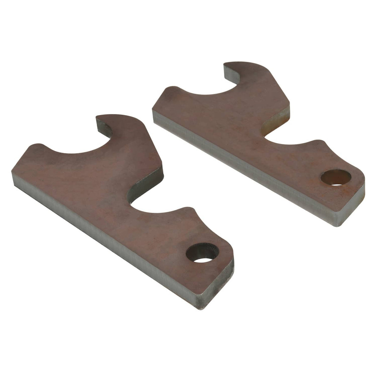 Quick-attach bucket ears attachment, dark brown steel brackets with mounting holes