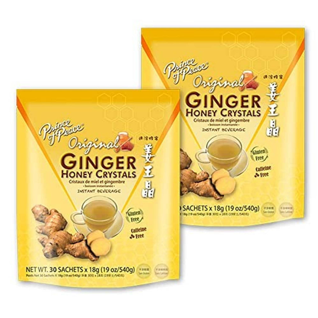Instant ginger honey crystals sachet packs, Original, two yellow pouches