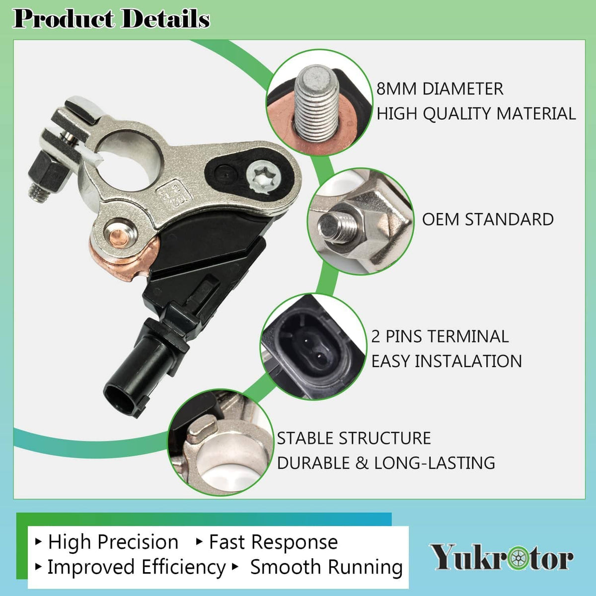 Battery current sensor with 2-pin terminal and silver mounting hardware