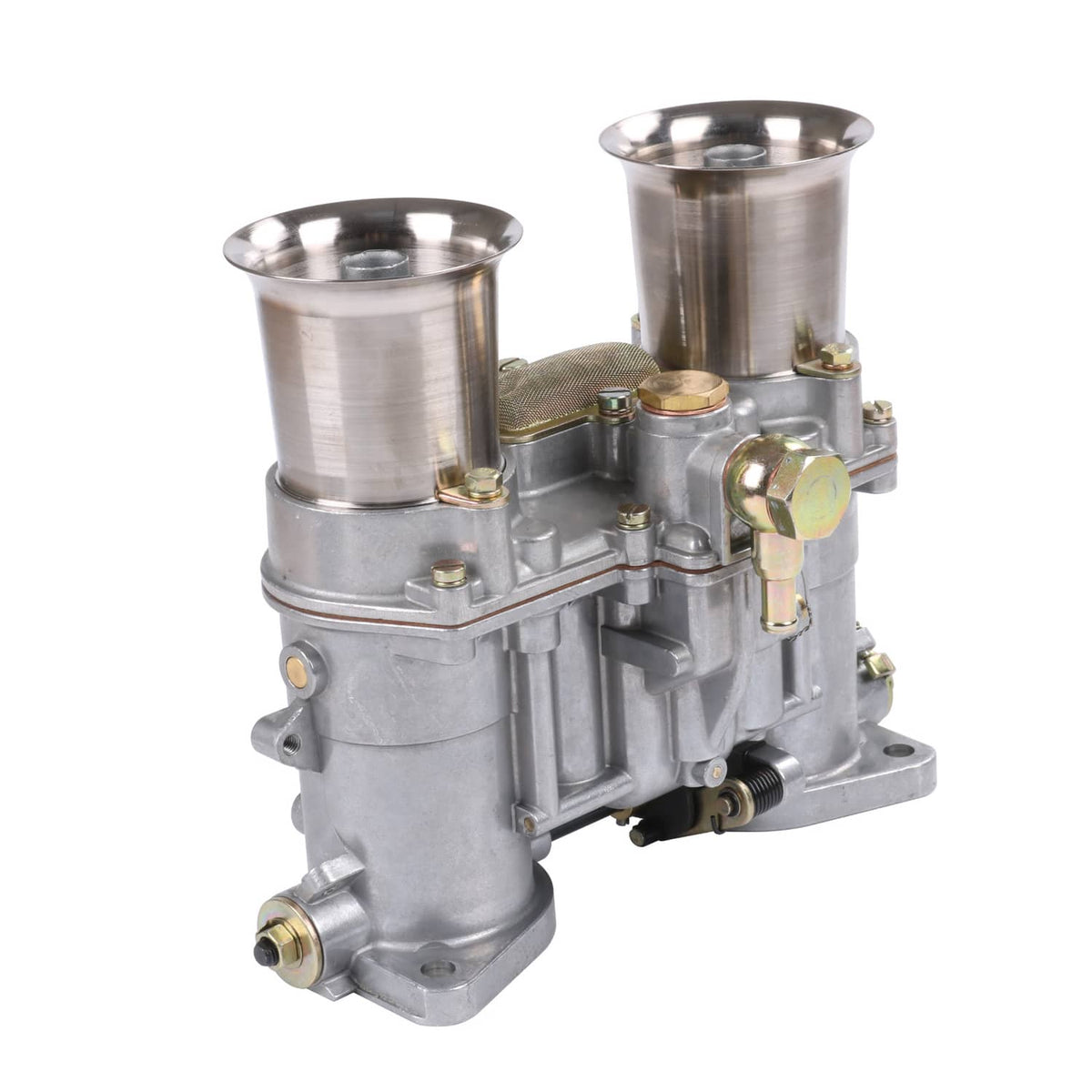 Carburetor with two air horns and side mounting hardware