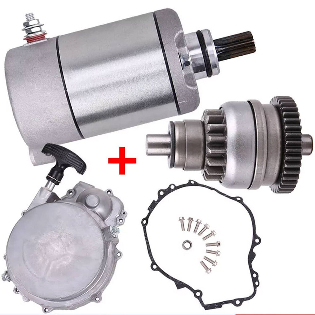Recoil starter pull-start kit with starter motor, gear housing, and gaskets